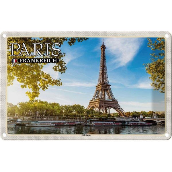 Vianmo Insegna Di Latta 12X18 Cm Paris Frankreich Eiffelturm-image