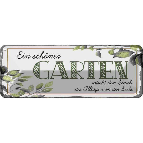 Vianmo Insegna Di Latta 10X27 Cm Ein SchöNer Garten Wischt Staub-image