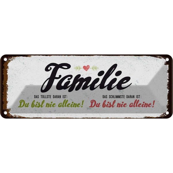 Vianmo Insegna Di Latta 10X27 Cm Familie Du Bist Nie Alleine-image