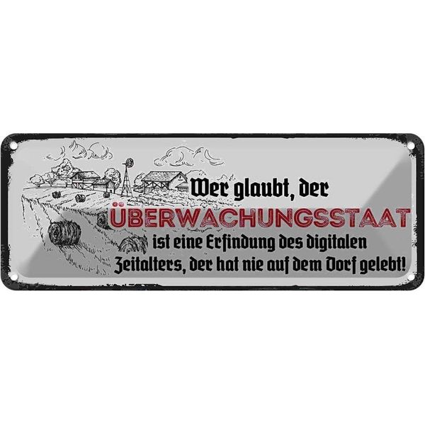 Vianmo Insegna Di Latta 10X27 Cm ÜBerwachungsstaat Dorf-image