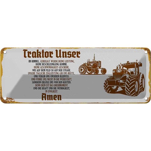 Vianmo Insegna Di Latta 10X27 Cm Traktor Unser Amen-image
