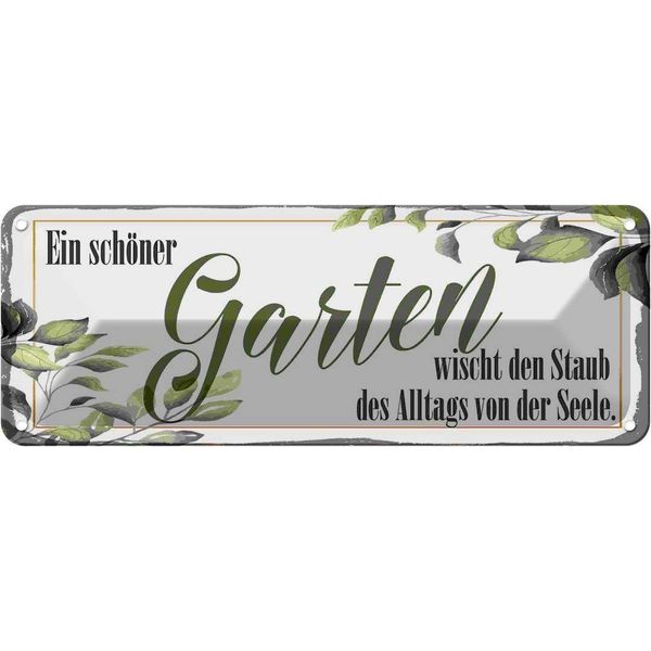 Vianmo Insegna Di Latta 10X27 Cm Ein SchöNer Garten Wischt Den Staub-image