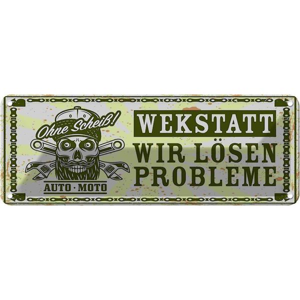 Vianmo Insegna Di Latta 10X27 Cm Auto Moto Werkstatt LöSen Probleme-image