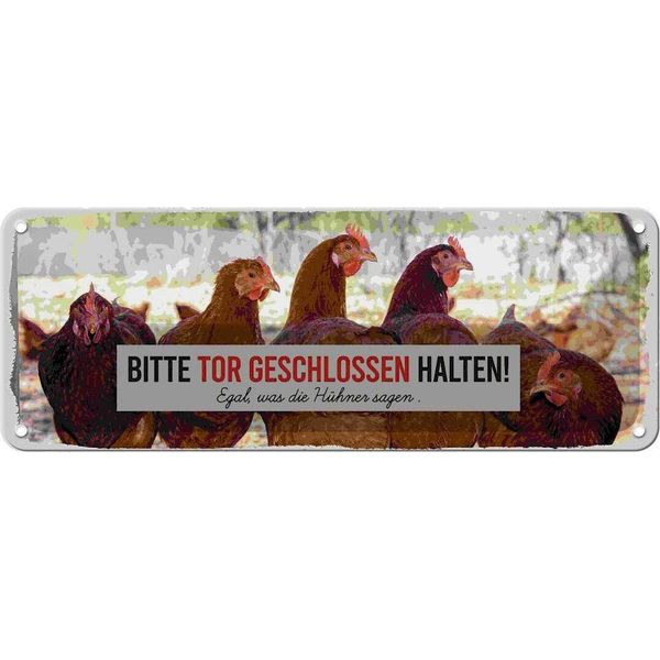 Vianmo Insegna Di Latta 10X27 Cm HüHner Bitte Tor Geschlossen-image
