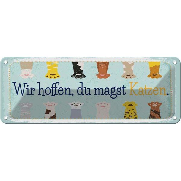 Vianmo Insegna Di Latta 10X27 Cm Katze Wir Hoffen Du Magst Katzen-image