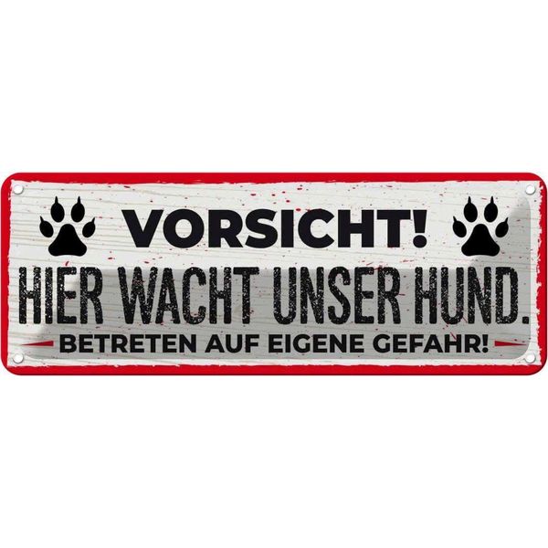 Vianmo Insegna Di Latta 10X27 Cm Vorsicht! Hier Wacht Uner Hund!-image