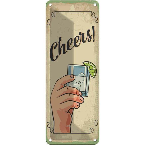 Vianmo Insegna Di Latta 27X10 Cm Cheers Gin Tonic Lemon Prost-image