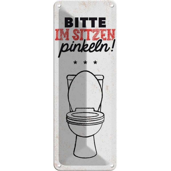 Vianmo Insegna Di Latta 27X10 Cm Lustig Im Sitzen Pinkeln-image