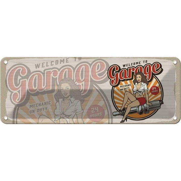 Vianmo Insegna Di Latta 10X27 Cm Welcome To Garage Mechanic On-image