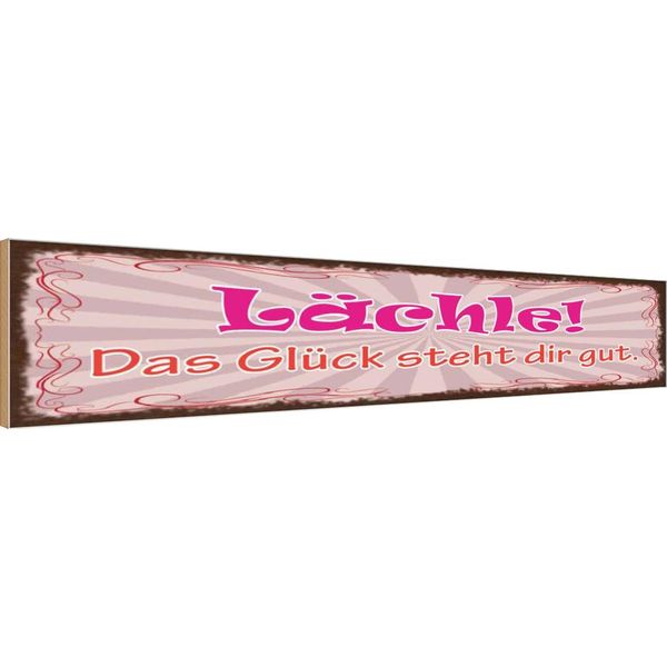Vianmo Insegna In Legno 10X46 Cm LäChle Das GlüCk Steht Dir Gut-image