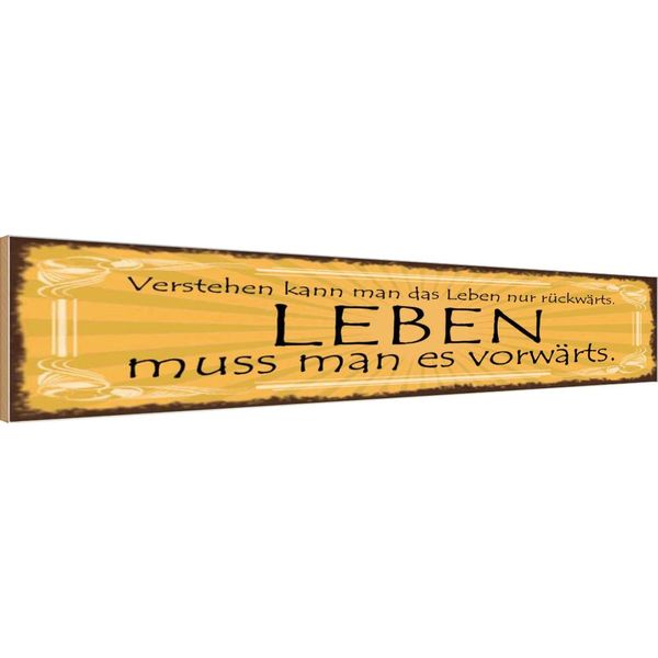 Vianmo Insegna In Legno 10X46 Cm Leben Muss Man Es VorwäRts-image