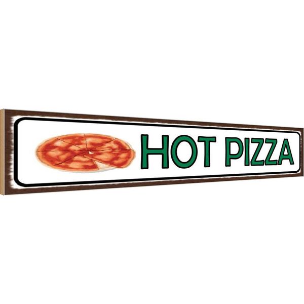 Vianmo Insegna In Legno 10X46 Cm Hot Pizza Fast Food-image
