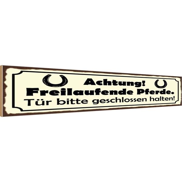 Vianmo Insegna In Legno 10X46 Cm Achtung Freilaufende Pferde TüR-image
