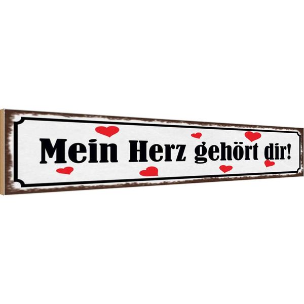 Vianmo Insegna In Legno 10X46 Cm Mein Herz GehöRt Dir Herz-image