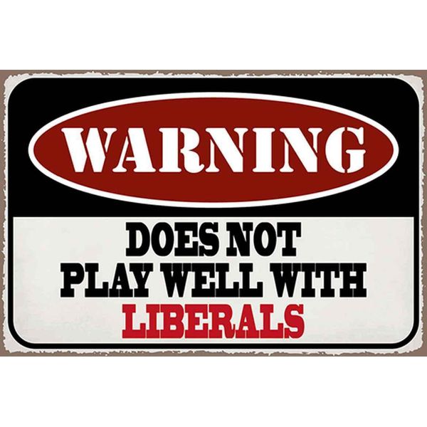 Vianmo Insegna In Legno 20X30 Cm Warning Does Not Play With Liberals-image