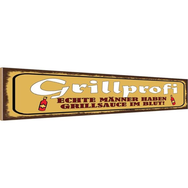 Vianmo Insegna In Legno 10X46 Cm Grillprofi Echte MäNner Im Blut-image