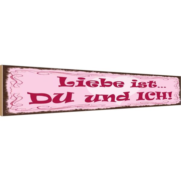 Vianmo Insegna In Legno 10X46 Cm Liebe Ist Du Und Ich Herz-image