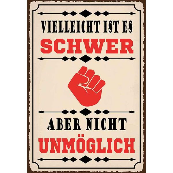 Vianmo Insegna In Legno 30X20 Cm Vielleicht Ist Es Schwer Aber-image