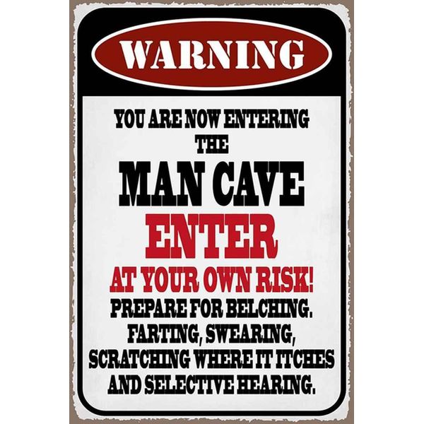 Vianmo Insegna In Legno 30X20 Cm Warning Man Cave Enter At Your Risk-image