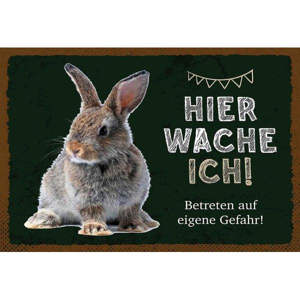 Vianmo Insegna In Legno 20X30 Cm Kaninchen Hier Wache Eigene Gefahr-image