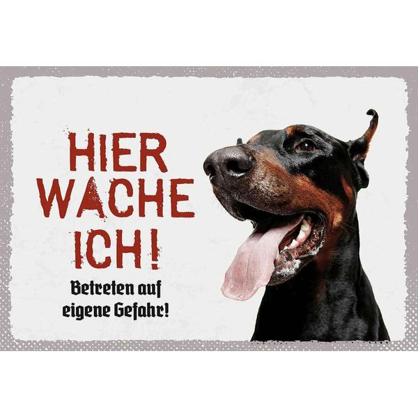 Vianmo Insegna In Legno 20X30 Cm Doberman Hier Wache Eigene Gefahr-image
