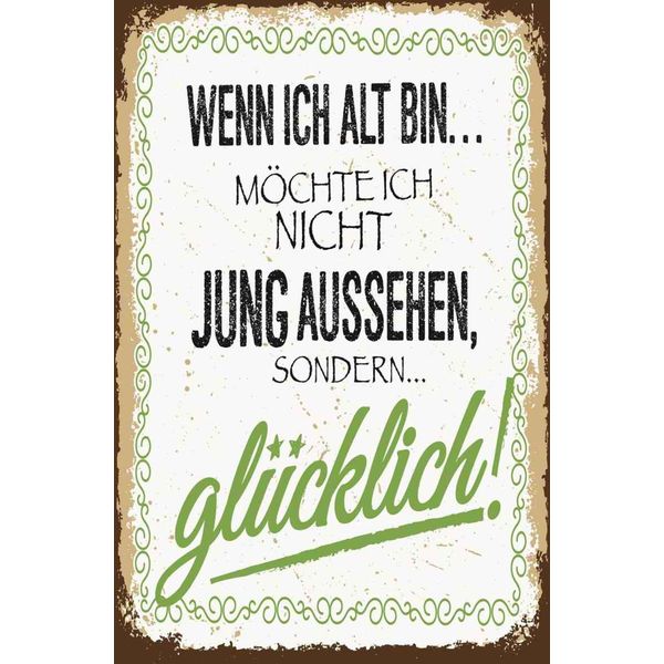 Vianmo Insegna In Legno 30X20 Cm Ich Alt MöChte Jung GlüCklich-image