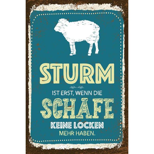 Vianmo Insegna In Legno 30X20 Cm Sturm Wenn Schafe Keine Locken-image