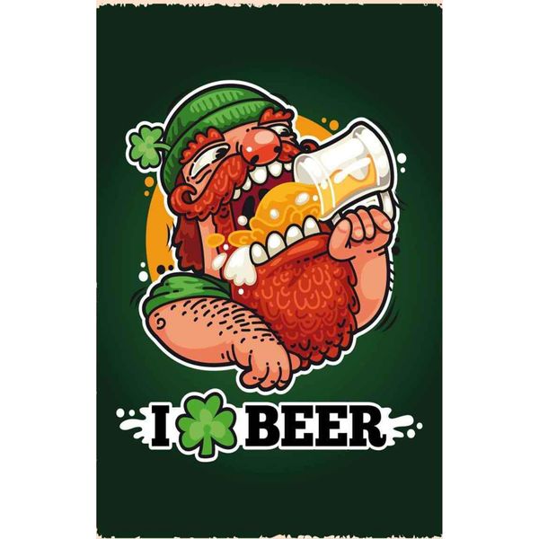 Vianmo Insegna In Legno 30X20 Cm I Love Beer Bier-image