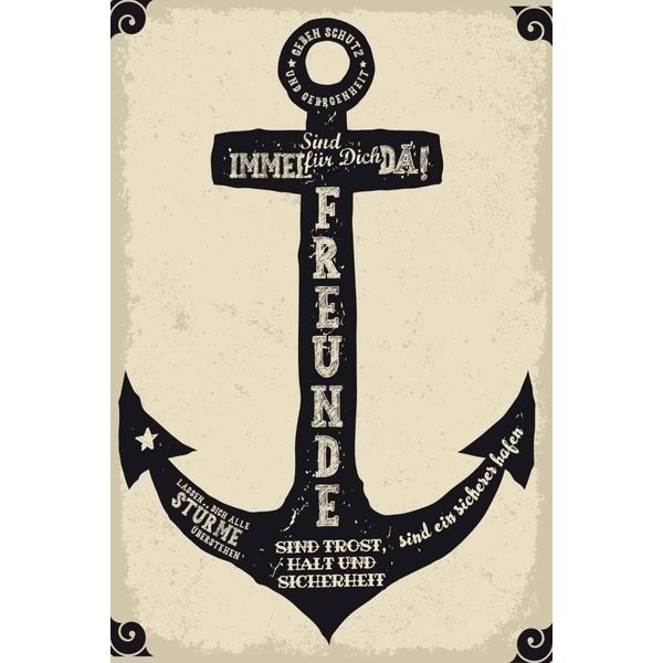 Vianmo Insegna In Legno 30X20 Cm Freunde Anker Trost Halt Sicherheit-image