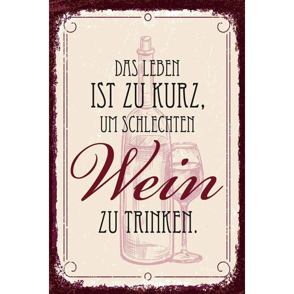 Vianmo Insegna In Legno 30X20 Cm Leben Ist Kurz FüR Schlechten Wein-image