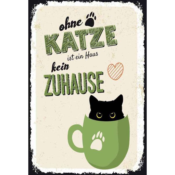 Vianmo Insegna In Legno 30X20 Cm Ohne Katze Ist Haus Kein Zuhause-image