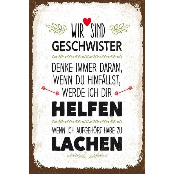 Vianmo Insegna In Legno 30X20 Cm Geschwister Wir Lachen Helfen-image