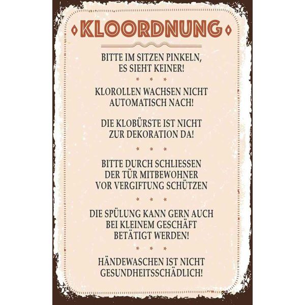 Vianmo Insegna In Legno 30X20 Cm Kloordnung Bitte Im Sitzen Pinkeln-image