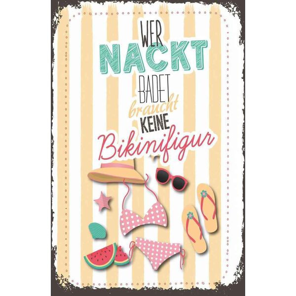 Vianmo Insegna In Legno 30X20 Cm Wer Nackt Badet Keine Bikinifigur-image