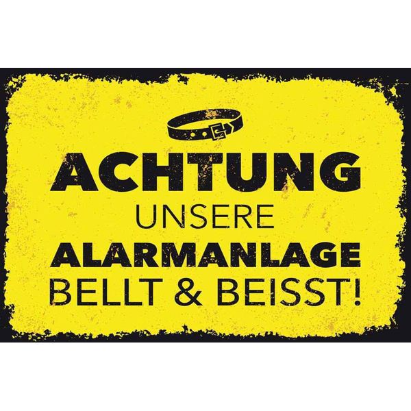 Vianmo Insegna In Legno 20X30 Cm Achtung Unsere Alarmanlage Beisst-image