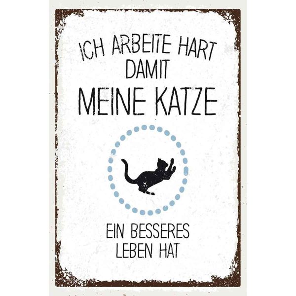 Vianmo Insegna In Legno 30X20 Cm Katze Ich Arbeite Hart Damit Meine-image