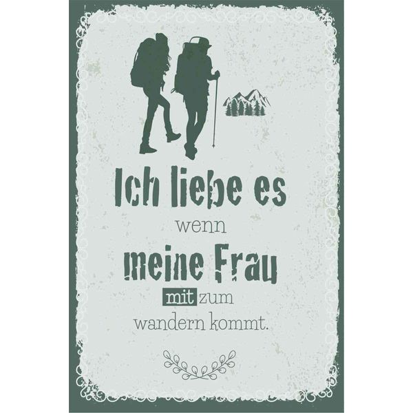 Vianmo Insegna In Legno 30X20 Cm Ich Liebe Meine Frau Mit Wandert-image