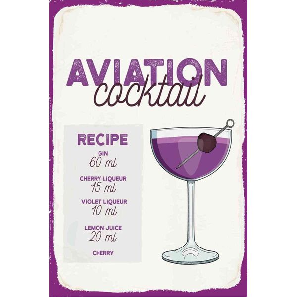 Vianmo Insegna In Legno 30X20 Cm Aviation Cocktail Recipe-image