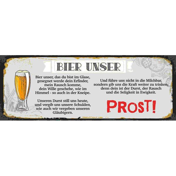 Vianmo Insegna In Legno 10X27 Cm Bier Unser Prost-image