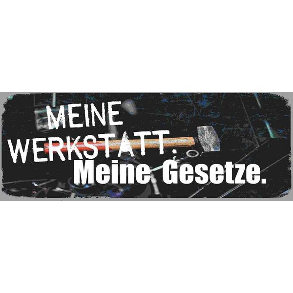 Vianmo Insegna In Legno 10X27 Cm Meine Werkstatt Meine Gesetze-image
