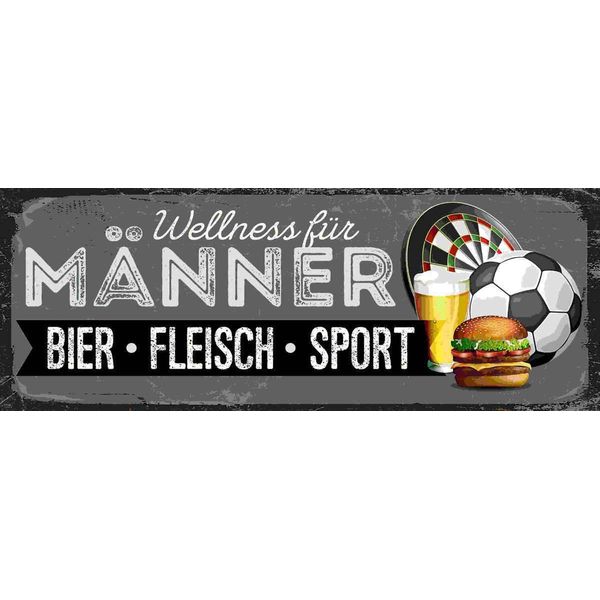 Vianmo Insegna In Legno 10X27 Cm Wellness FüR MäNner Bier Fleisch-image