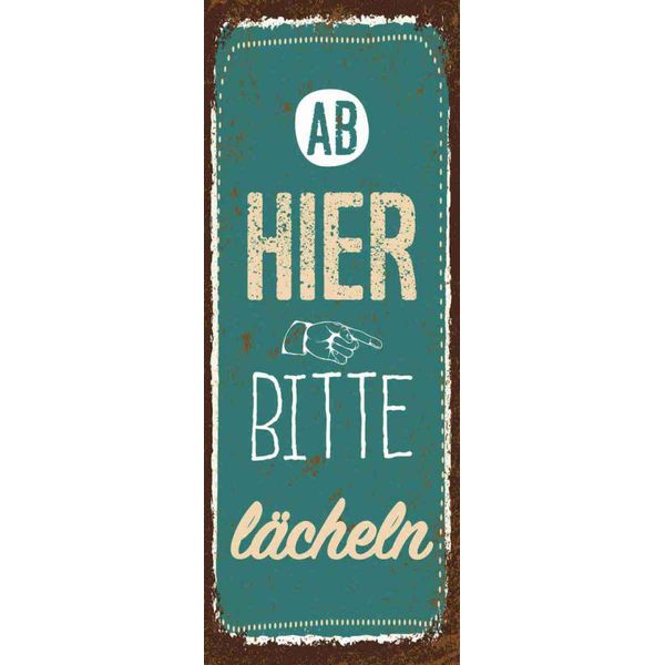 Vianmo Insegna In Legno 27X10 Cm Ab Hier Bitte LäCheln Lachen GlüCk-image