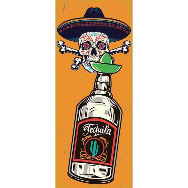Vianmo Insegna In Legno 27X10 Cm Totenkopf Tequila Alkohol-image