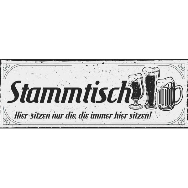 Vianmo Insegna In Legno 10X27 Cm Stammtisch Hier Sitzen Nur Die-image