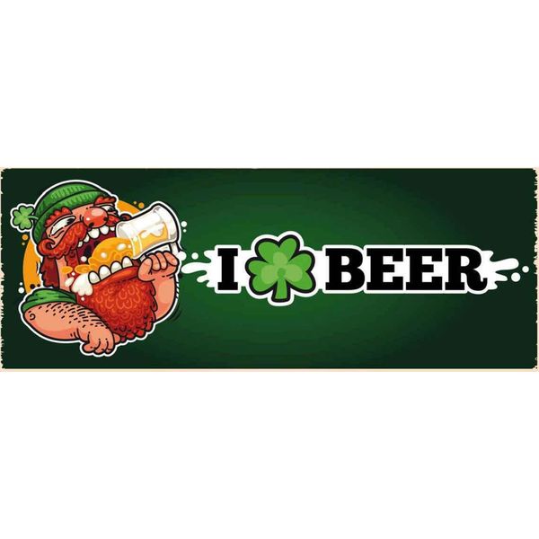 Vianmo Insegna In Legno 10X27 Cm Alkohol I Love Beer Bier-image
