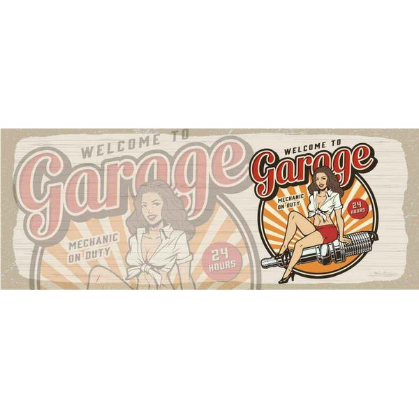 Vianmo Insegna In Legno 10X27 Cm Welcome To Garage Mechanic On-image