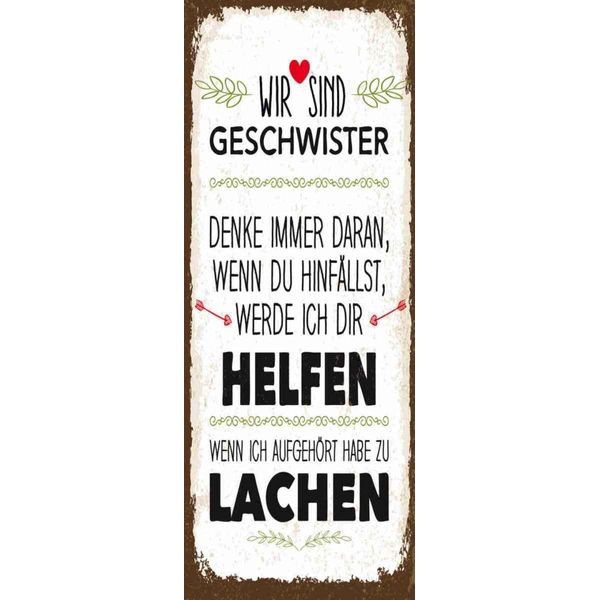 Vianmo Insegna In Legno 27X10 Cm Geschwister Wir Lachen Helfen-image