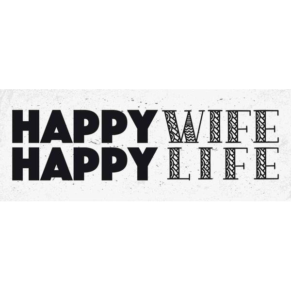Vianmo Insegna In Legno 10X27 Cm Frau Happy Wife Happy Life-image