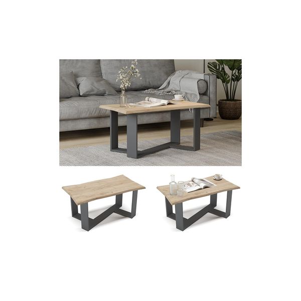 Vicco Couchtisch Sofatisch Beistelltisch Arne Baumkante Goldkraft/Anthrazit-image