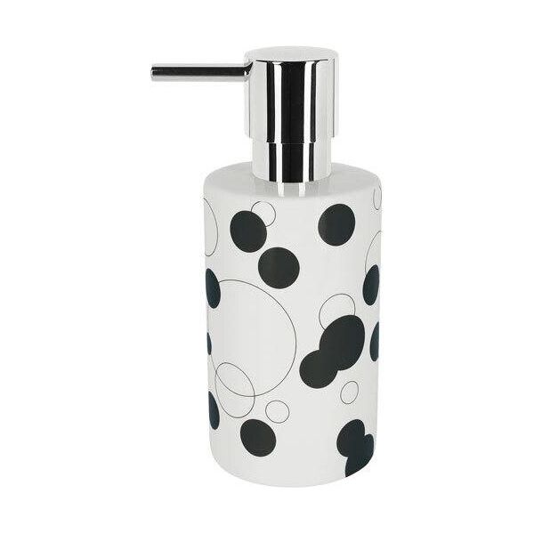 Distributore Di Sapone Spirella "Tube"" | Con Pompa In Acciaio Inox | Distributore Di Sapone Liquido | Porcellana | 300Ml | Resistente E Robusto | Punti Neri"-image